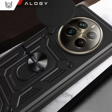 Pouzdro pro Realme 12 Pro 5G / Realme 12 Pro Plus 5G pancéřové pouzdro prstencové pouzdro Ochrana fotoaparátu Camshield Alogy Black
