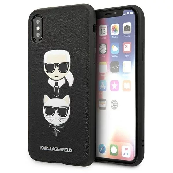 Etui Karl Lagerfeld KLHCI65SAKICKCBK do iPhone XS Max hardcase Saffiano Karl&Choupette Head