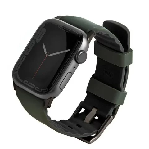 Pasek UNIQ Linus do Apple Watch Series 4/5/6/7/8/SE/SE2/Ultra 42/44/45mm Airosoft Silikon zielony/moosgrün