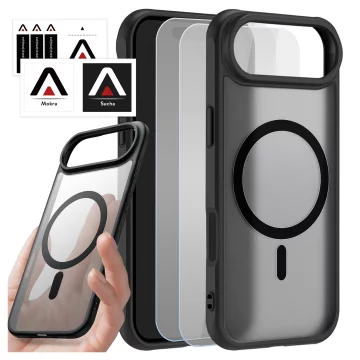 Alogy 3in1 Case Pack™ – Černý hybridní kryt MagSafe se 2 ochrannými tvrzenými skleněnými pouzdry pro Apple iPhone 17 Air