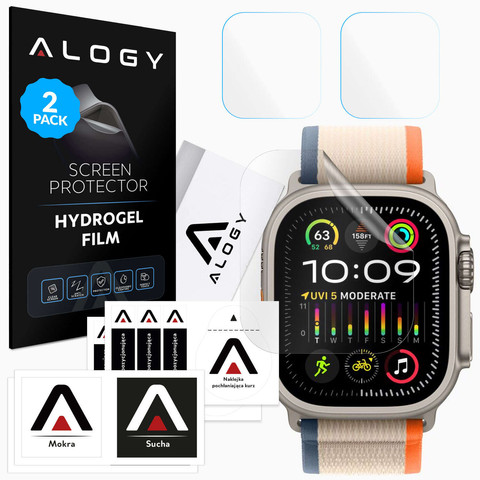 2x Alogy Hydrogel Hydrogel ochranná fólie pro chytré hodinky pro Apple Watch Ultra/Ultra 2 49 mm