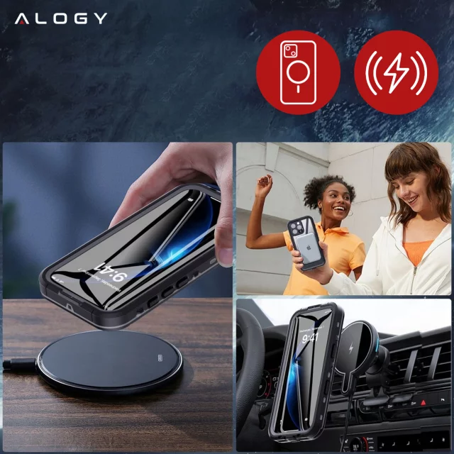 Alogy HydroArmor™ IP68 wasserdichte Hülle mit transparenter Rückseite, 360-Grad-Panzerabdeckung für MagSafe für Apple iPhone 16 Pro