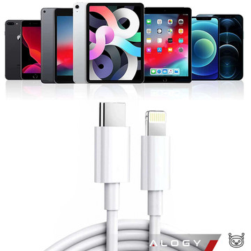 2m USB-C to Lightning cable Alogy Fast Charge iPhone charging cable 20W white