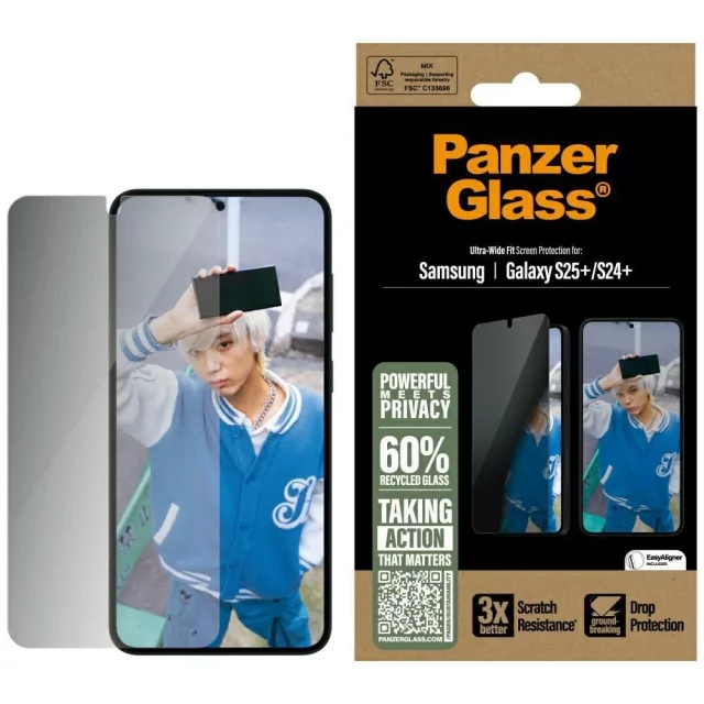 Tempered Glass for Samsung Galaxy S25 PanzerGlass Ultra-Wide Fit Privacy