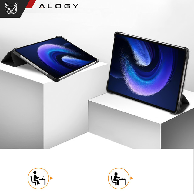 Glass Case for Xiaomi Mi Pad 6 / 6 Pro 11" 2023 Tablet Case Alogy Book Cover Case Black Free Stylus