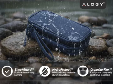 Pouzdro na cestovní doplňky, organizér na kabely, nabíječky, telefon a powerbanku, multifunkční a kompaktní 21 x 12,5 x 5 cm, Alogy TravelPack™ – tmavě modrá