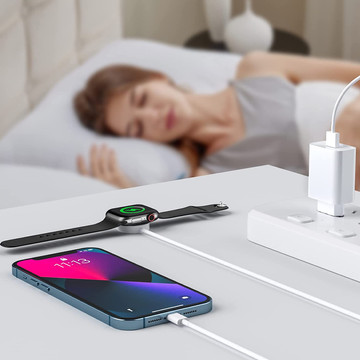 Ładowarka indukcyjna Kabel 150cm UltraBoost 2w1 Magnetic & Lightning do Apple Watch iPhone iPad White