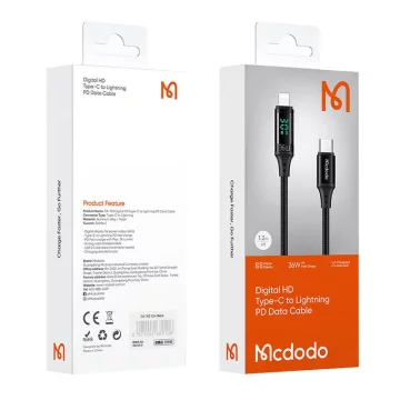 Mcdodo CA-1030 USB-C-auf-Lightning-Kabel, 36 W, 1,2 m (schwarz)