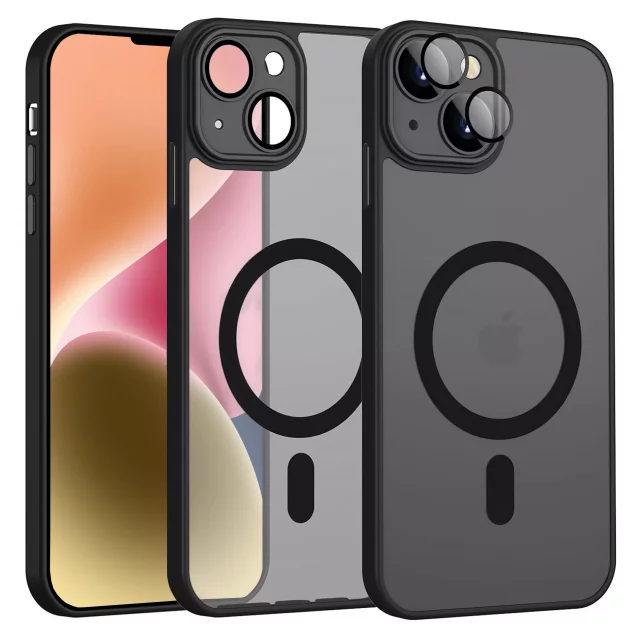 Apple iPhone 14 Case Alogy MagSafe Hybrid Matte Case Matte Cover with Lens Protection Black