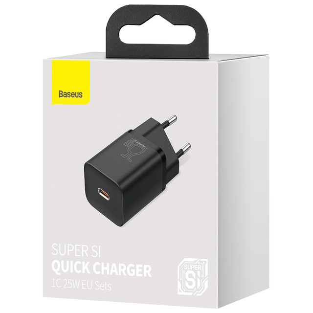 Baseus Super Si USB-C Typ C PD 25W černá nabíječka napájecího adaptéru