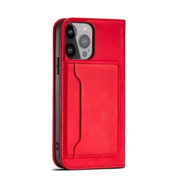 Magnet Card Case case for iPhone 13 Pro cover card wallet stand red