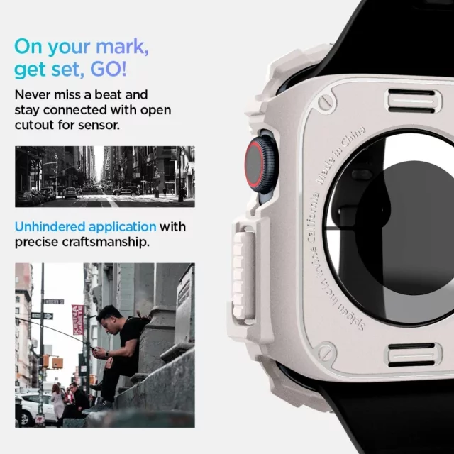 POUZDRO PRO APPLE WATCH 10 (46MM) BÉŽOVÉ DUNE BÉŽOVÉ SPIGEN RUGGED ARMOR PRO