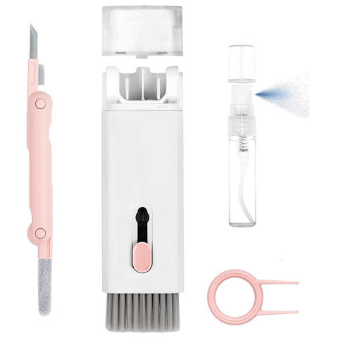 Cleaner Multifunkční čistící sada pro airpods 7v1 klávesnice Růžová a bílá