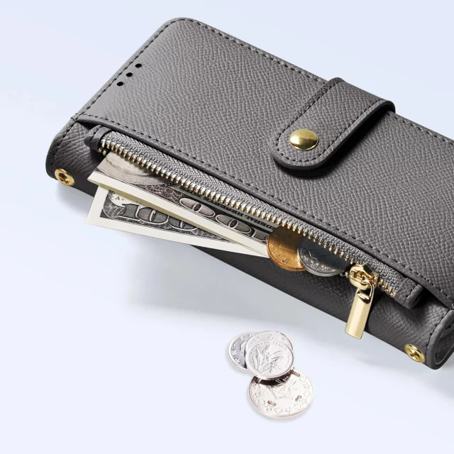 Kožené pouzdro Dux Ducis Lawa Wallet Mag pro iPhone 15 Pro, šedé