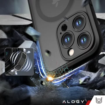 Hülle für Apple iPhone 14 Pro Max Alogy MagSafe Hybrid Matte Case Matte Cover mit Linsenschutz Schwarz