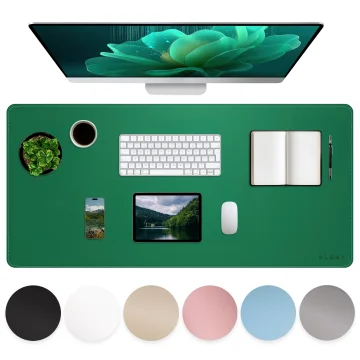Podložka pod stůl 90×45 cm – protiskluzová ochranná podložka z elegantní PU ekokůže, pro myš a klávesnici, stylová a odolná – Alogy WorkMat™ Green