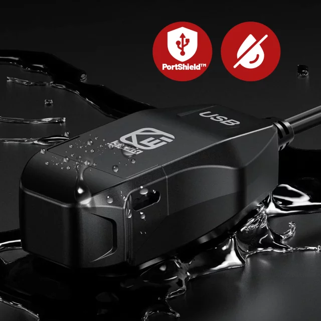 Ładowarka Motocyklowa Kewig USB-A 18W, Szybkie Ładowanie QC, Wodoodporna IP65 z Wyłącznikiem i Podświetleniem LED, Montaż na Kierownicy, do Telefonu, Kamerki, Interkomu – Czarna