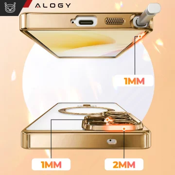 Pouzdro MagSafe pro Apple iPhone 16 Pro Max Alogy Glamour Pouzdro luxusního prstenu zlaté-průhledné