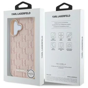 Pouzdro Karl Lagerfeld pro iPhone 16 6.1" Pink Magsafe Hardcase Hot Stamp