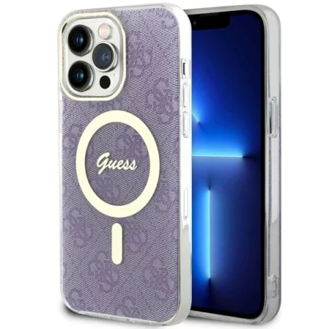 Guess GUHMP14XH4STU Handyhülle für Apple iPhone 14 Pro Max 6,7 Zoll Lila/Lila Hardcase 4G MagSafe
