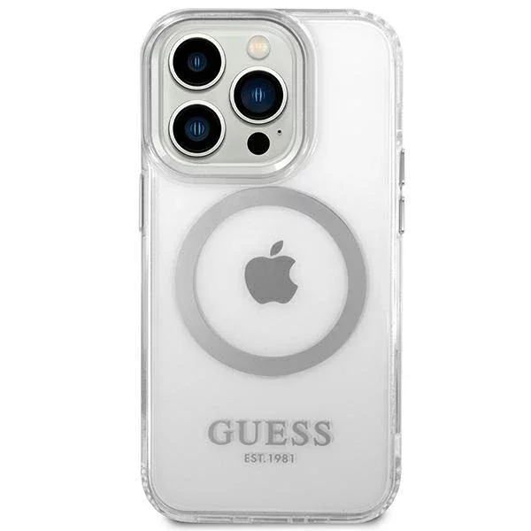 Etui Guess GUHMP14XHTRMS iPhone 14 Pro Max 6,7" srebrny/silver hard case Metal Outline Magsafe