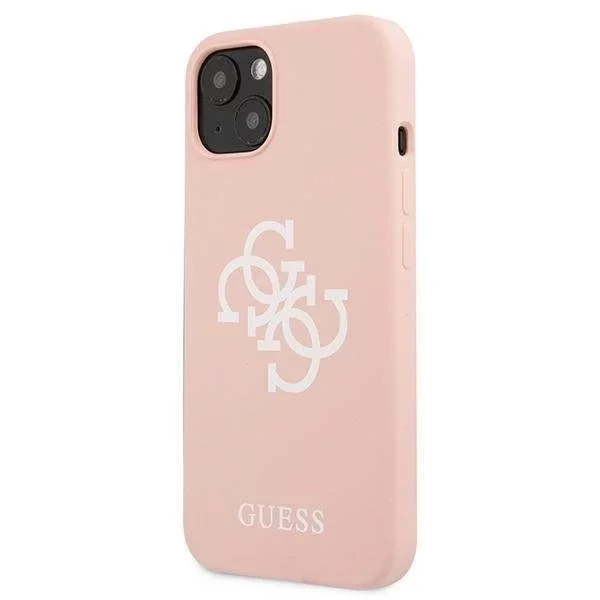 Guess GUHCP13SLS4GWPI iPhone 13 mini 5,4" różowy/růžové pevné pouzdro silikonové 4G logo