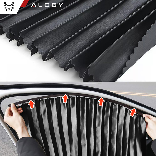 Magnetic Cover Curtain Roller Blind for Rear Side Car Windows Sun UV Protection Black [2pcs]