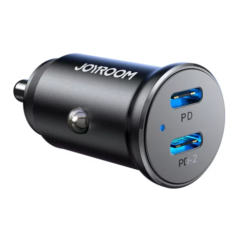 Metalowa ładowarka samochodowa Joyroom JR-CCN06 30 W, 2× USB-C – czarna