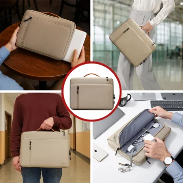 Bange waterproof bag for a laptop up to 15.6" - spacious and comfortable, resistant and breathable, city and travel bag for work and the plane, unisex - Beige