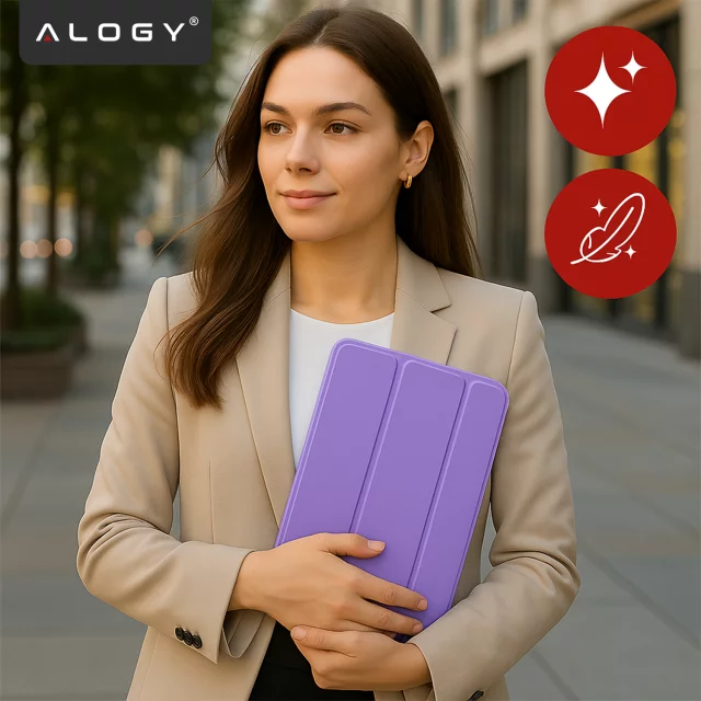 Etui do Apple iPad 11gen. 11" 2025 / 10gen. 10.9" 2022 Ochronne Hybrydowe z Miejscem na Rysik, Składana Okładka, Funkcja Podstawki, Alogy HybridBook™ Case – Fioletowe