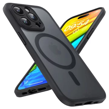 Case for Apple iPhone 15 Pro Max Alogy MagSafe Hybrid Matte Case matte cover with lens protection black Glass