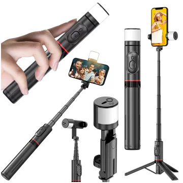Selfie tyč Bluetooth stick Alogy Tripod Držák telefonu na stativ na fotografie s dálkovým ovládáním 75,8 cm černý