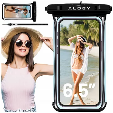 Etui wodoodporne Uniwersalne Alogy HydroShield™ IPX8 wodoszczelne uniwersalne do 6.5 Wodoodporna ochrona na plażę basen kajak Czarne
