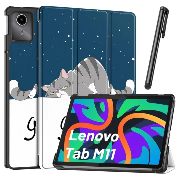 Etui do Lenovo Tab K11 / K11E 11” M11 10.95" TB330FU / TB330XU / TB331FC obudowa na tablet Case Alogy Book Cover Sleeping Cat + Rysik
