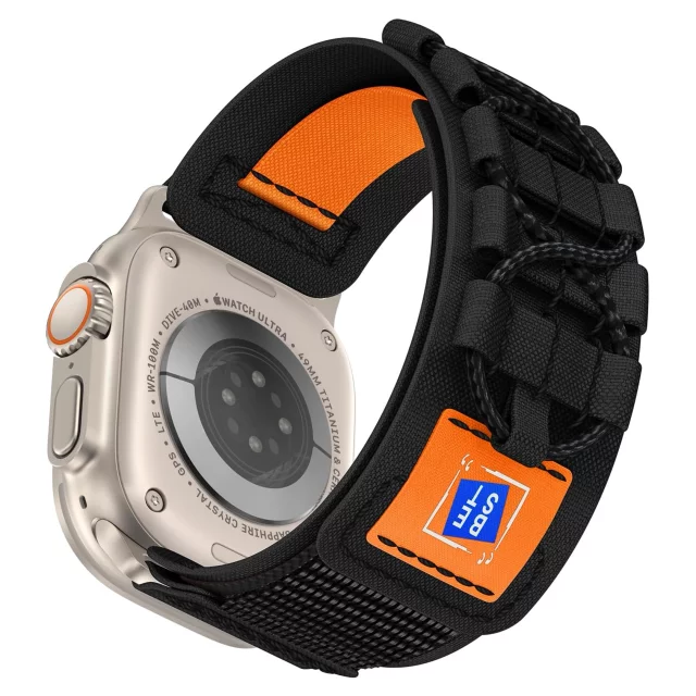 Alogy Nylonarmband mit Klettverschluss für Apple Watch 42/44/45/49 mm Schwarz