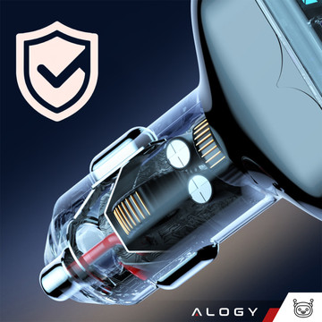 Car charger 2x USB-C C PD 36W USB QC 3.0 LED fast for the phone, powerful 72W Alogy black Case