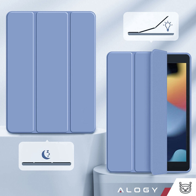 Etui do Apple iPad 10.2" 9/8/7 Gen (2021/2020/2019), Ochronne Smart Case z Klapką i Podstawką, Odporne TPU, Wzmocnione Narożniki, Alogy BookGuard™ – Niebieskie