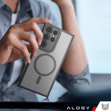 MagSafe Alogy Ring Mag Clear Case für Samsung Galaxy S23 Ultra Qi-Ladegeräte Schwarz