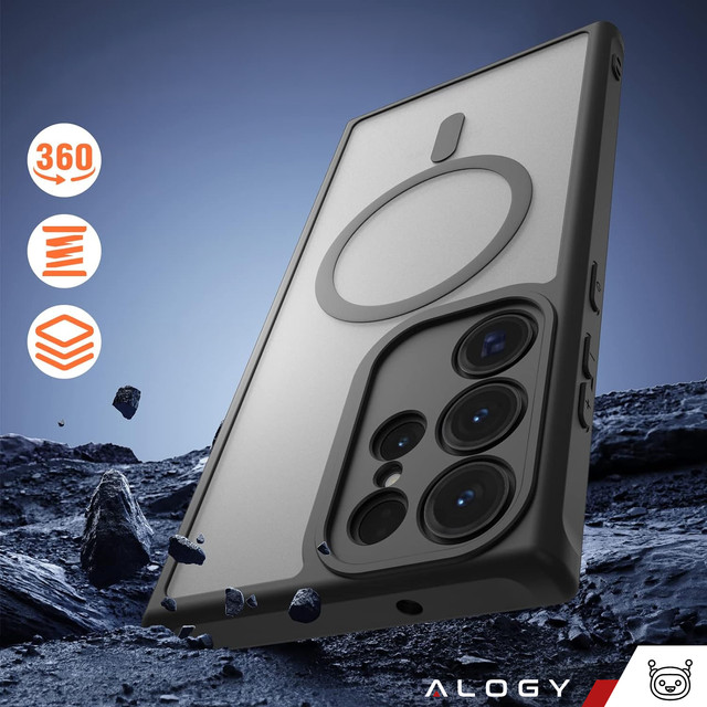 MagSafe Alogy Ring Mag Clear Case für Samsung Galaxy S23 Ultra Qi-Ladegeräte Schwarz