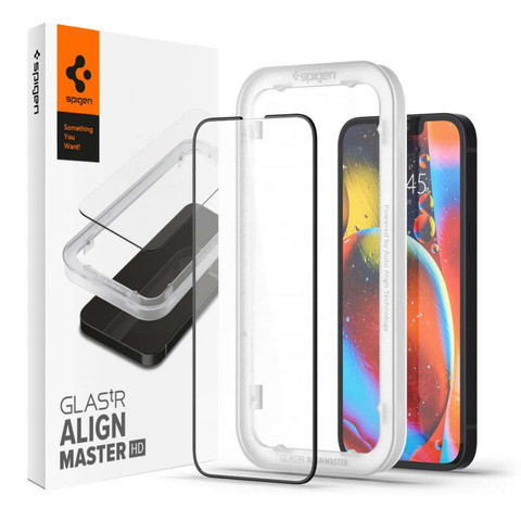 Spigen ALM Glass FC Panzerglas für Apple iPhone 13/13 Pro Schwarz