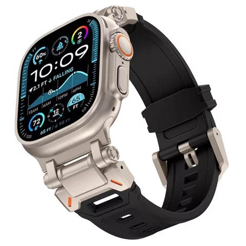 Alogy Luxus-Metall-TPU-Armband für Apple Watch 42/44/45/49 mm, Schwarz