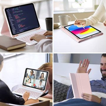 Etui ochronne z klawiatura bezprzewodowa Alogy Keyboard Case z miejscem na rysik do Apple iPad 10.9 2022 Czarne + Szkło