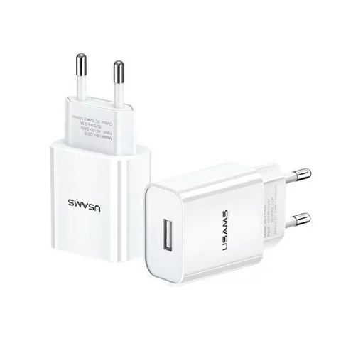 USAMS Nástěnná nabíječka 1x USB T18 2.1A (pouze hlava) bílá/bílá Rychlé nabíjení CC075TC01
