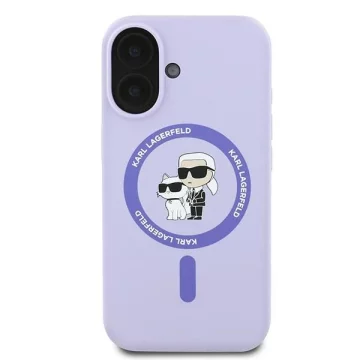 Etui Karl Lagerfeld do iPhone 16 6.1" Fioletowy MagSafe Hardcase Silicone Karl&Choupette Ring