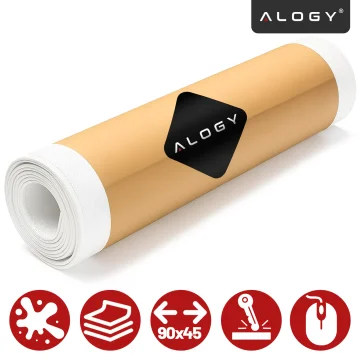 Schreibtischunterlage 90 × 45 cm – rutschfeste Schutzmatte aus elegantem PU-Kunstleder, für Maus und Tastatur, stilvoll und langlebig – Alogy WorkMat™ Weiß