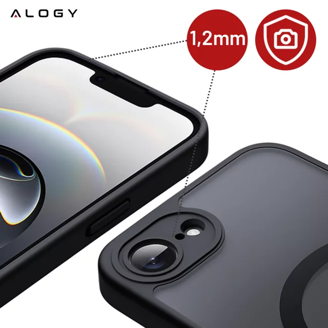 Etui do Apple iPhone 16e obudowa ochronna na telefon Alogy Matte HybridMag™️ Case do MagSafe Matowe Antypoślizgowe Wzmocnione Narożniki Czarne