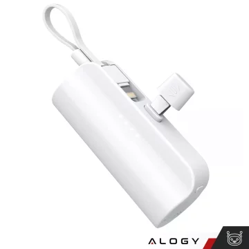 PowerBank 5000mAh Alogy kapesní malá externí nabíječka Power Bank USB-C a lightning Bílá
