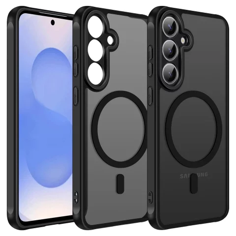 Samsung Galaxy S25 Plus Hülle, Schutzhülle, Alogy Matte HybridMag™️ Hülle für MagSafe, Mattschwarz