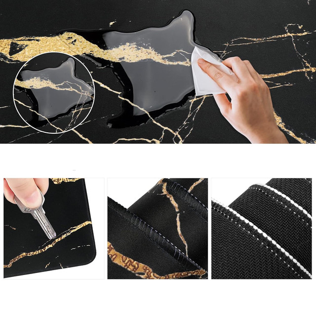 Schreibtischunterlage für Maus und Tastatur. Rutschfeste Gaming-Schutzmatte XXL 90 x 40 Alogy Marble schwarz