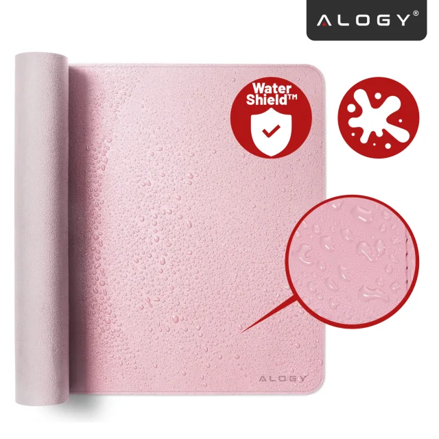 Schreibtischunterlage 90 × 45 cm – rutschfeste Schutzmatte aus elegantem PU-Kunstleder, für Maus und Tastatur, stilvoll und langlebig – Alogy WorkMat™ Pink